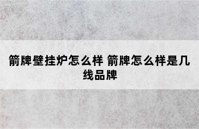 箭牌壁挂炉怎么样 箭牌怎么样是几线品牌